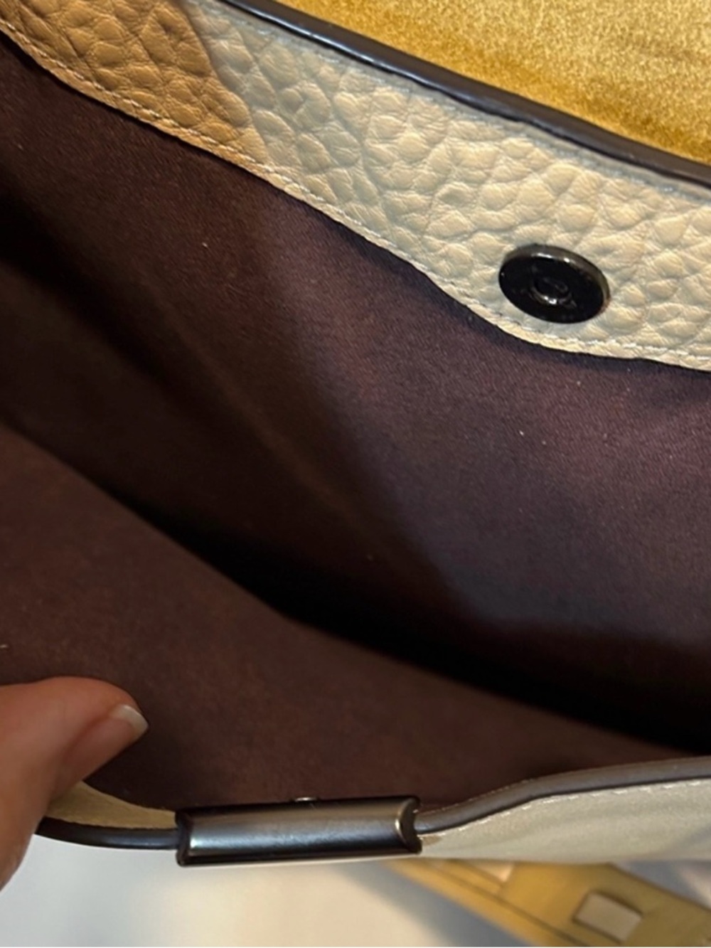 Coach Dreamer 36 Colorblock Suede Cream and Tan Satchel Bag - Picture 14 of 14